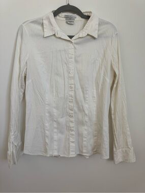 White Long-Sleeve Button-Down Shirt